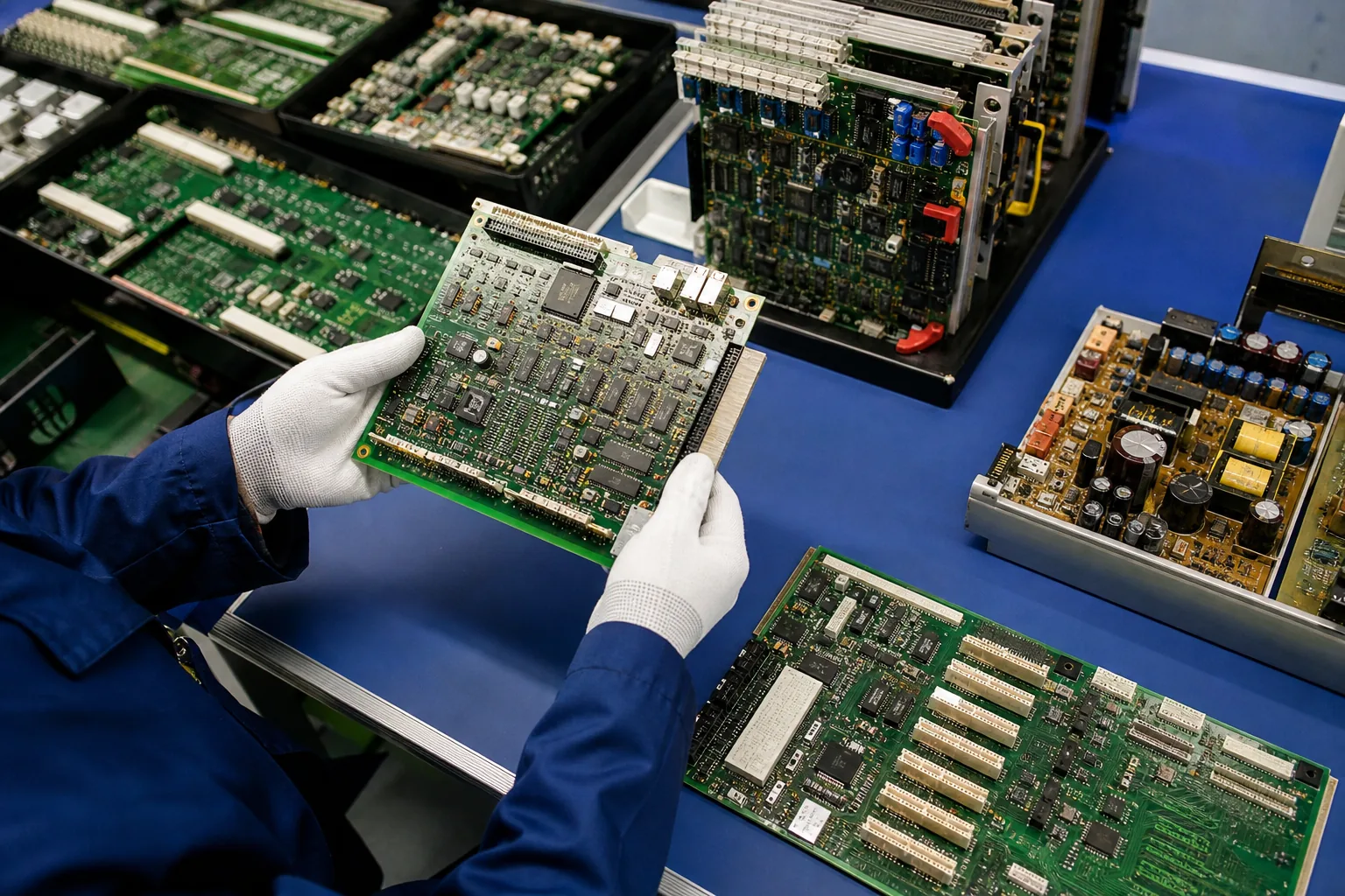 Hurda Elektronik Kart Alımı için ayrıştırılmış ekipmanların gerçekçi görünümü