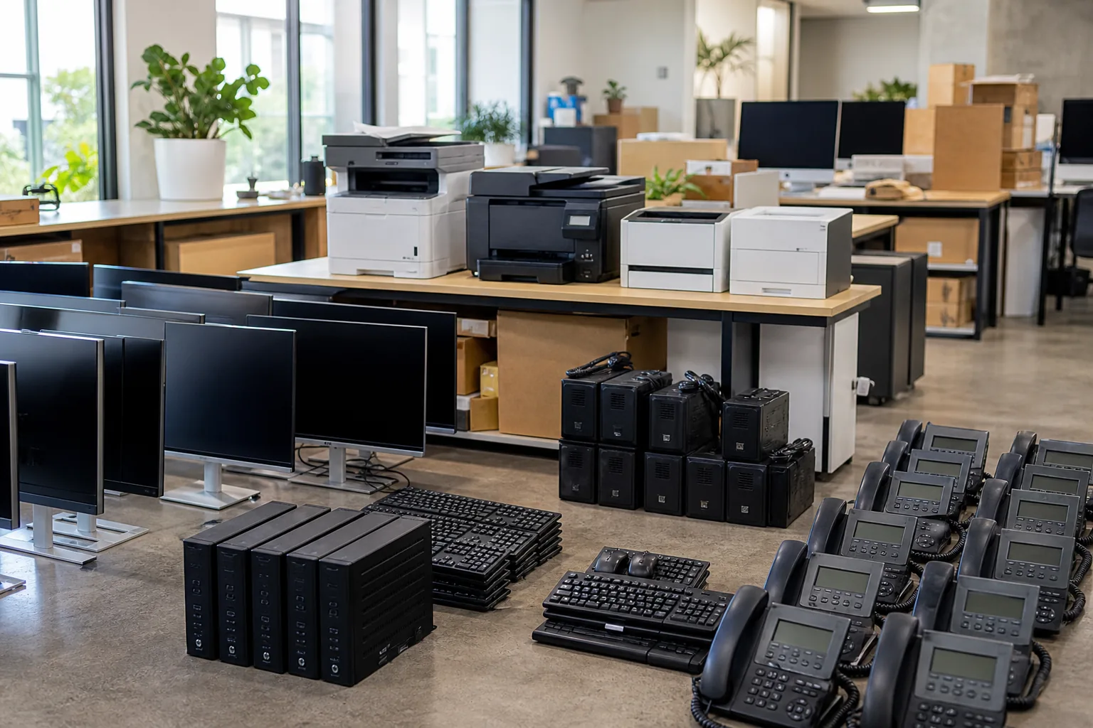 Ofis Elektroniği Hurdası Alımı için ayrıştırılmış ekipmanların gerçekçi görünümü